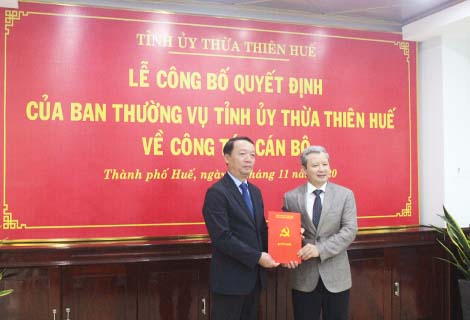 Ông Phan Thiên Định trở thành Bí thư Thành ủy Thành phố Huế